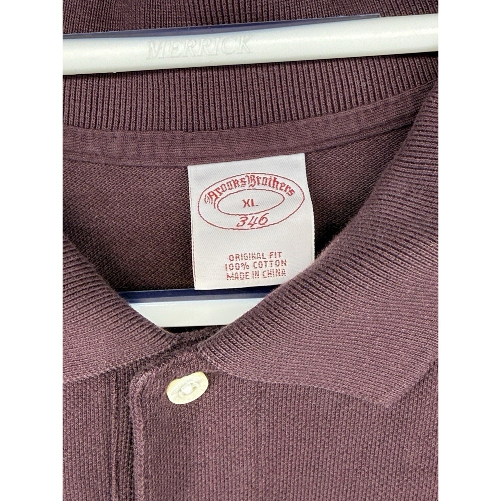 Brooks Brothers Men's Maroon 346 Classic Fit Pique Short Sleeve Polo Shirt Sz XL - Picture 2 of 4